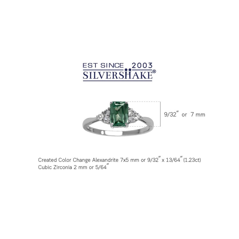Silvershake Simulated Color Change Alexandrite and White Cubic Zirconia 925 Sterling Silver Engagement Ring Size 5.5 - Image 3